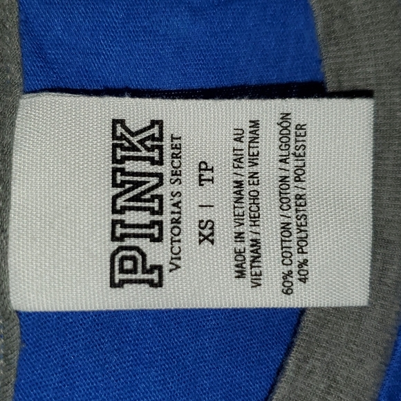 PINK Victorias Secret Blue Extra Small  Womens T-Shirt - Picture 2 of 2